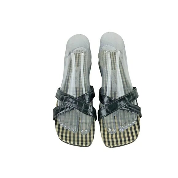 Amy Jo Gladstone New‎ York Womens Black Cross Strap Slides Sandals Size US XL - Picture 4 of 9